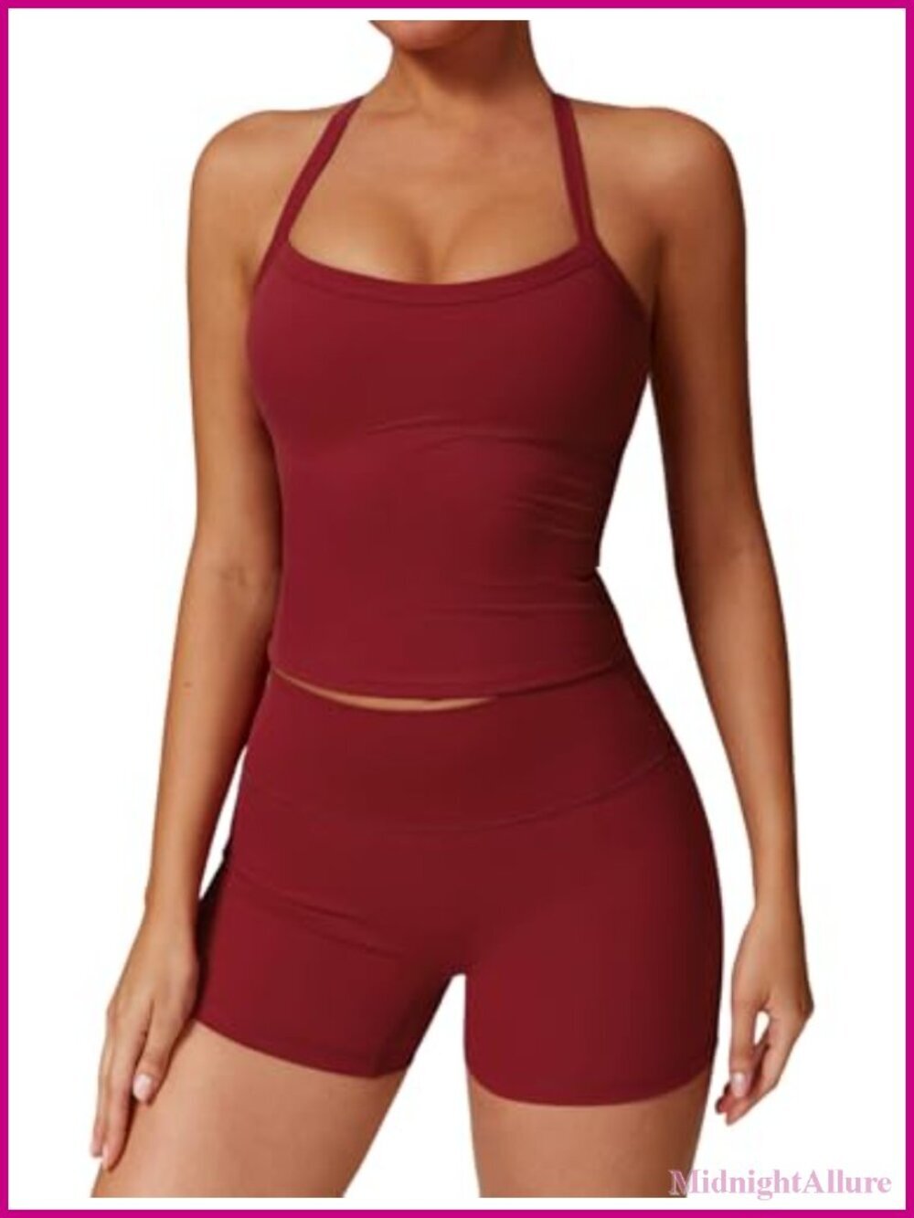 Two Piece Workout Set: Tank Top & High Waist Booty Shorts